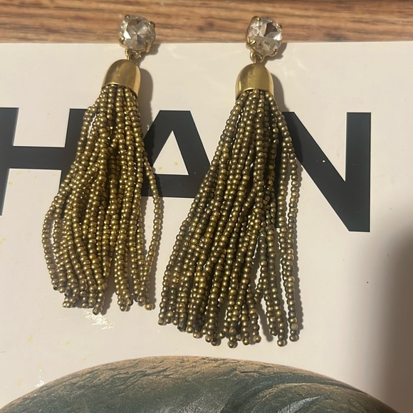 J Crew crystal/bead fringes drop earrings - Picture 1 of 3